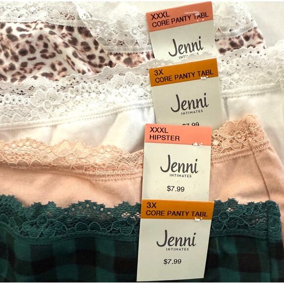 Jenni Intimates Lot 4pcs Hipster Cotton Panties - MultiColor - Plus XXXL 3X - Picture 3 of 7